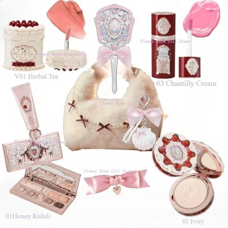 Flower Know Strawberry Cupid Makeup Gif Box Eyeshadow Liquid Cheeks Red Lips Clay Powder 9pcs/ set