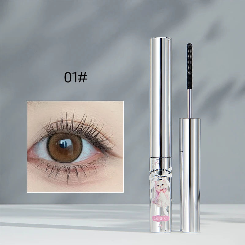QIBEST 4D Silk Fibre Mascara Curling Thick Ultra-fine Brush Eyelash Extension Black Brown Waterproof Mascara Women Eye Cosmetics