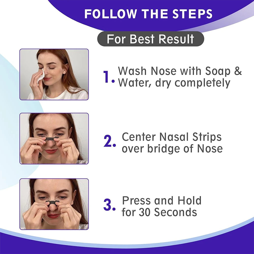 90/60/30PCS Black Nose Strips Extra Strength Nasal Strips Better Sleeping Non-Invasive Anti Snoring Strips for Adult and Child