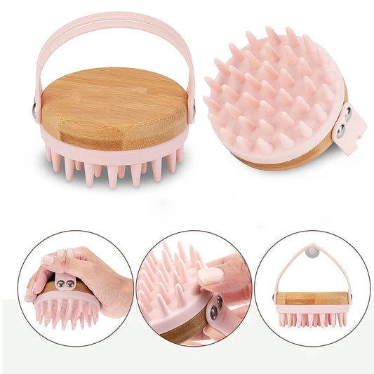 New Scalp Massager Shampoo Brush Wooden Wet and Dry Hair Scalp Care Brush Shower Brush Scalp Scrubber Exfoliator Body Massager