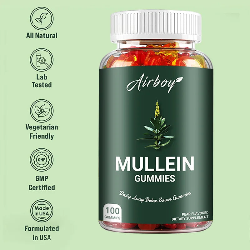 Mullein Gummies - Lung Cleansing and Detoxification, Promotes Respiratory Health, Boosts Immunity