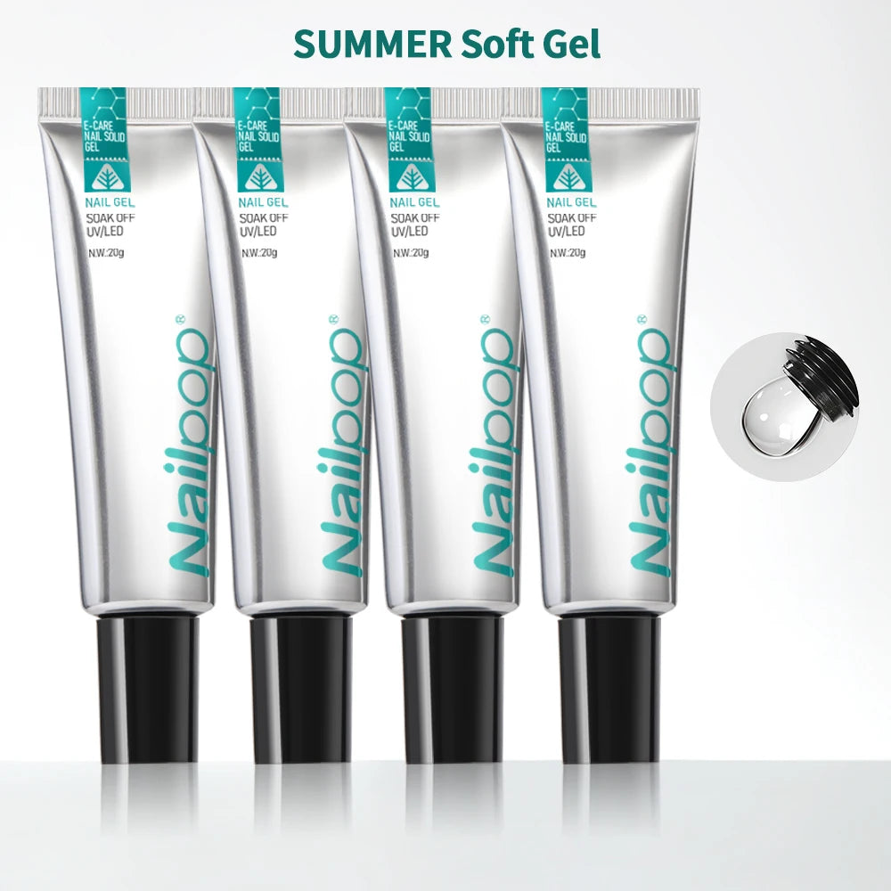 Nailpop Pro Soft Nail Tips Gel Glue 20g Adhesive Fake Nails Long Lasting Soak Off UV Gel Nail Polish Manicure Products for Nails