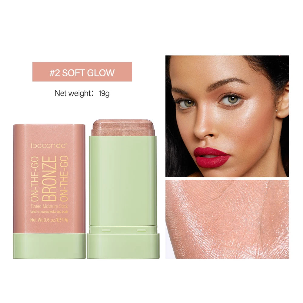 Peach Korean Makeup Contour Body Glitter Highlighter for Face Shading Stick Blush Blush Bronzer Cosmetics Blusher Powder Red