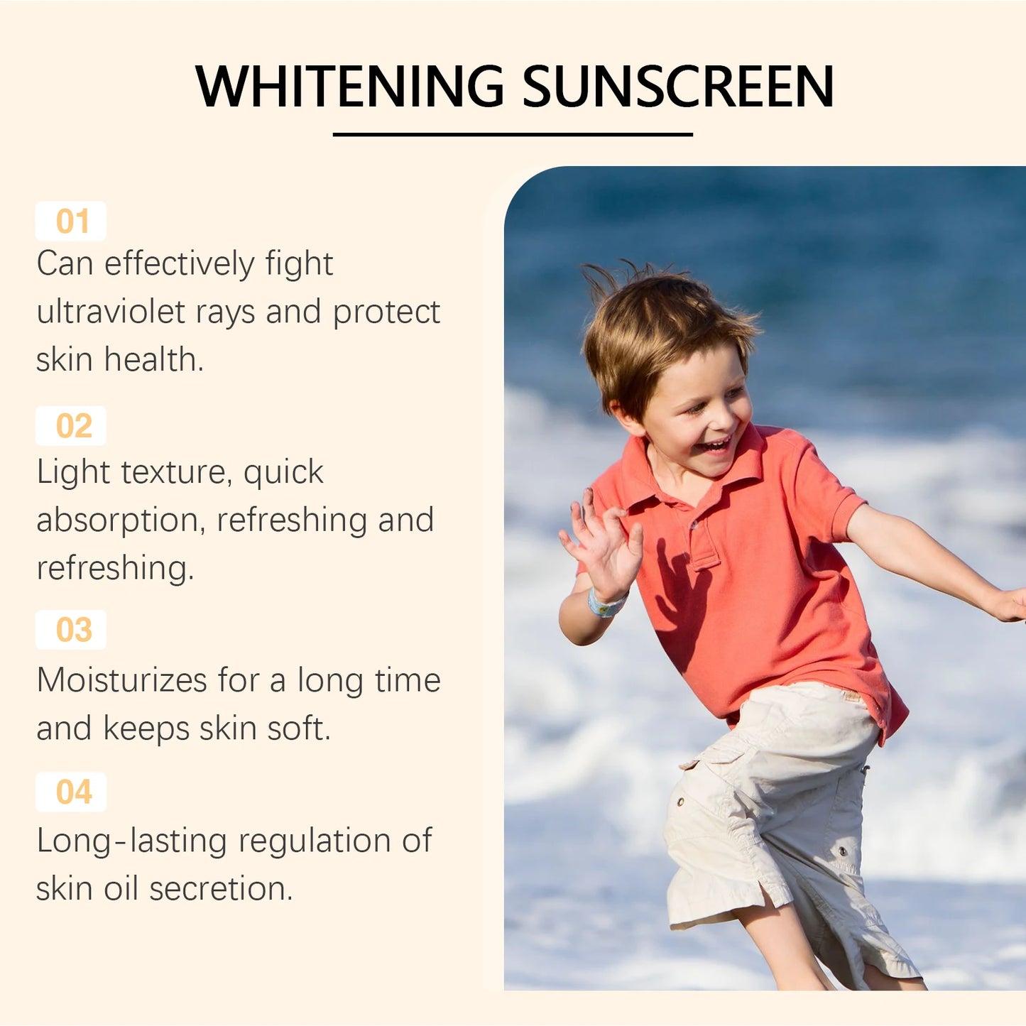 Children UV Protection Cream Lasting Sun Block Isolation Brightening Refreshing Oil Control SPF 90+Moisturizing Sunscreen Cream