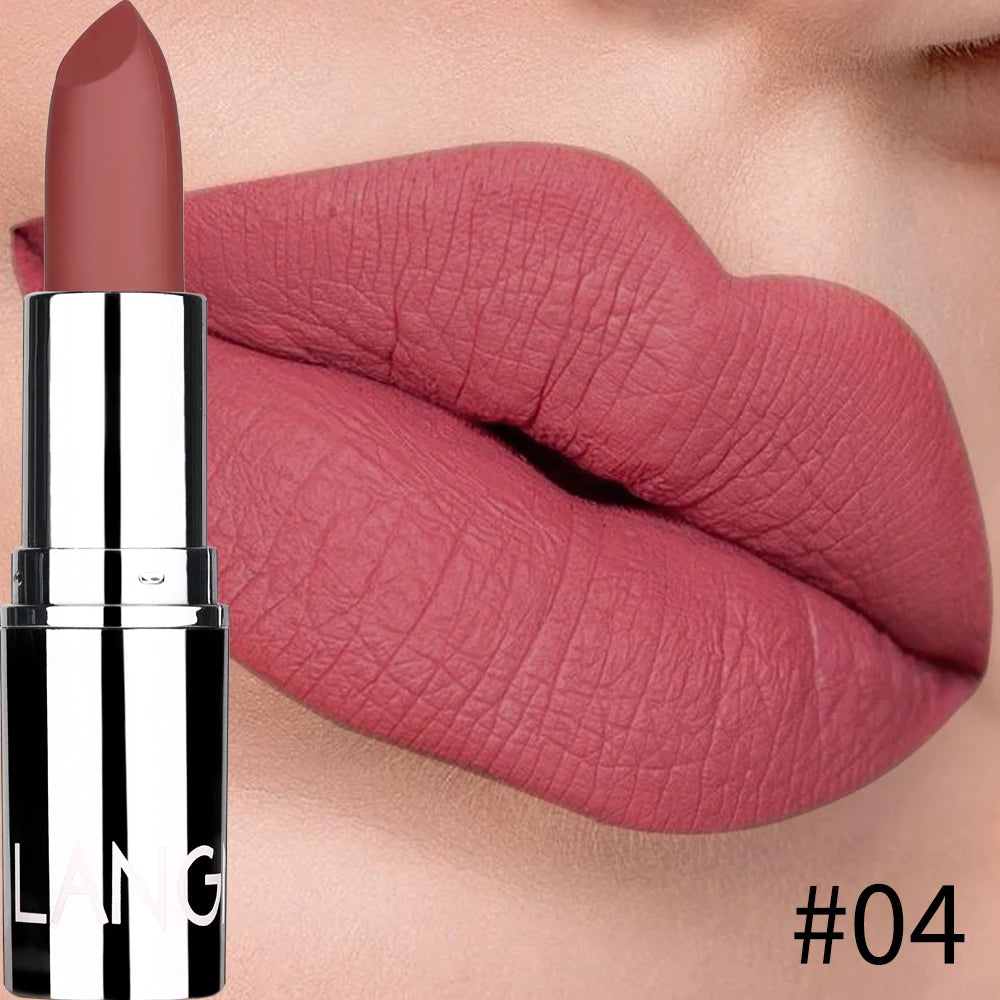Langmani Silver Tube Matte Lipstick Non Staying Cup Makeup Lipstick 8 colors available