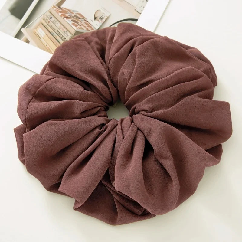 Big Size Chiffon Scrunchies For Muslim Women Custom Elastic Volumizing Oversized Neat stitching Malaysian Bunch Hair Tie