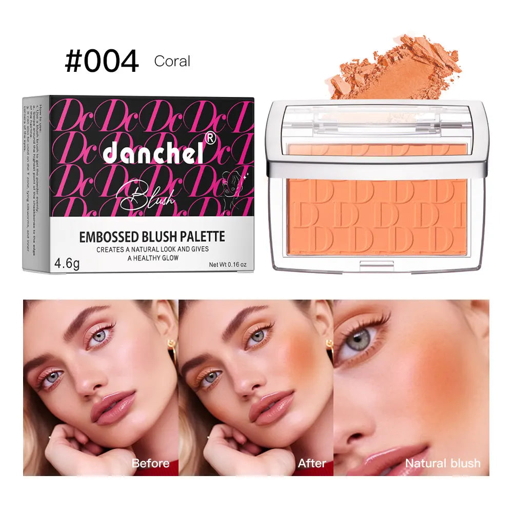 Hot Matte Embossed Blush Palette Rosy Blusher Facial Blush Powder High Pigmented Pink Coral Rouged For Cheeks Smooth Cosmetics