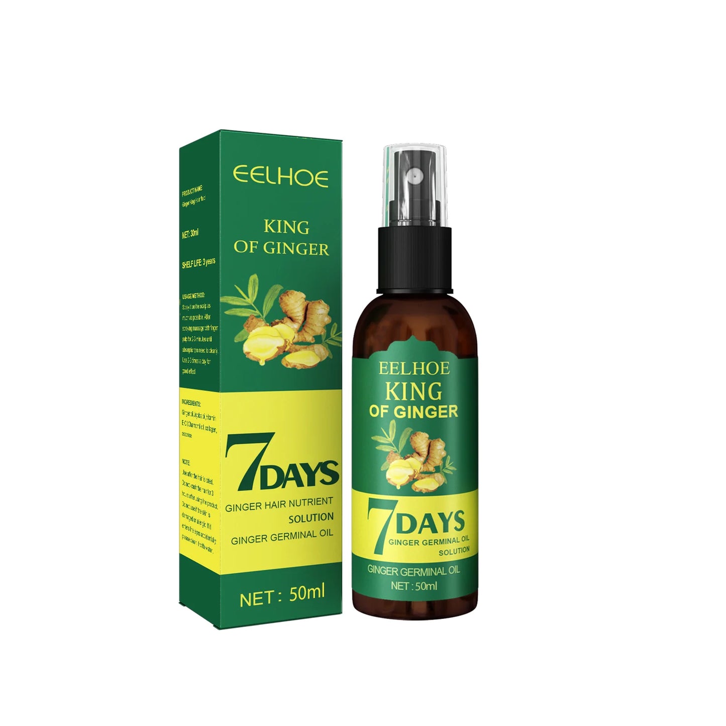 Ginger Care Hair Spray Hair Growth Essence Nourish Hair Roots Massag Scalp Repair Hair Quality Control Oil Hair Care Solution