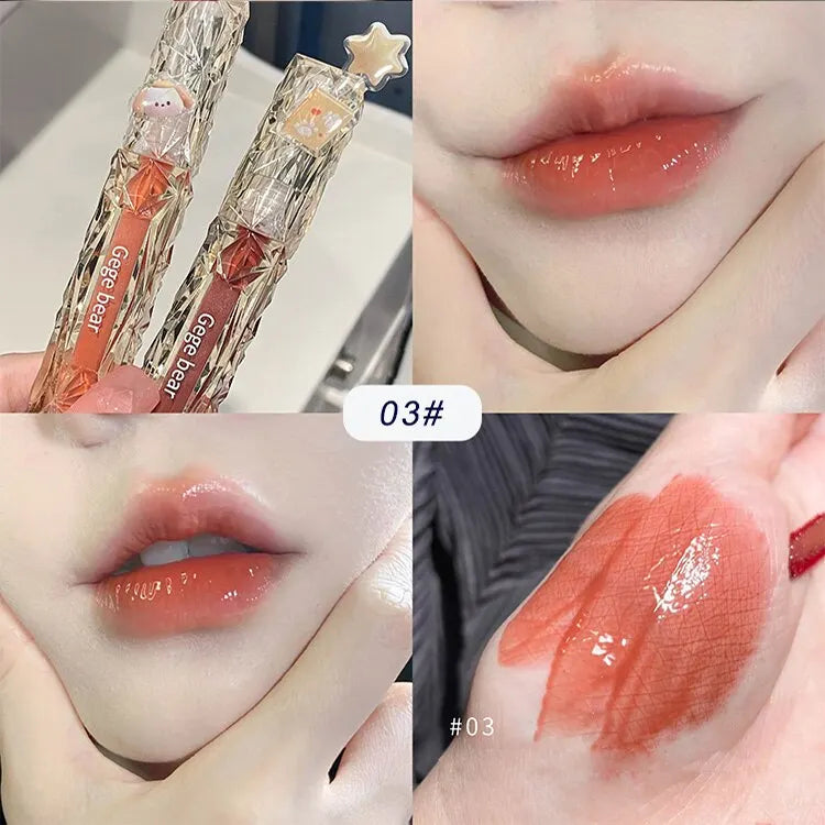 Gege Bear Crystal Mirror Water Lip Gloss – Hydrating, Ultra-Moisturizing, High Shine Glossy Lip Tint for Fuller Lips
