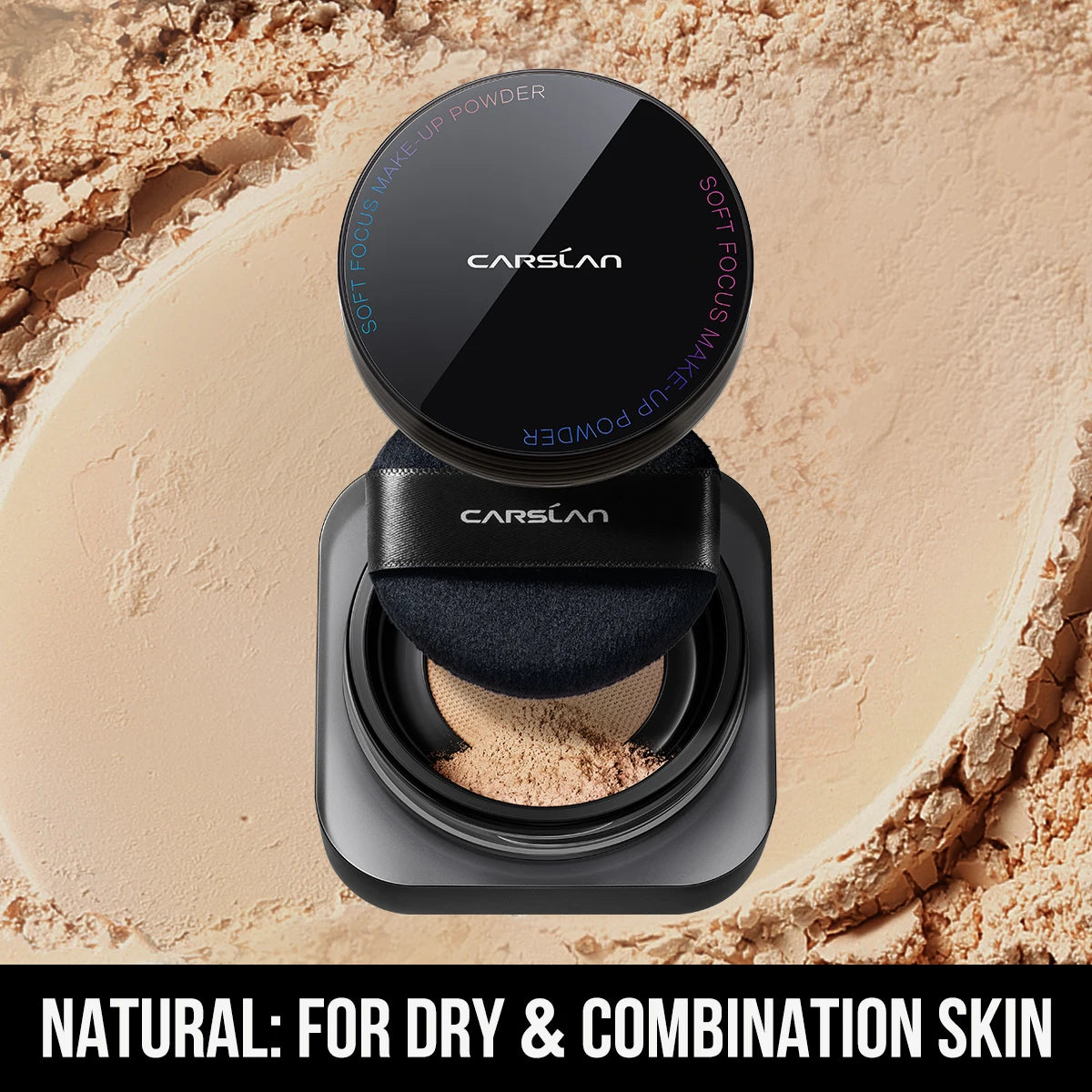 CARSLAN Black Magnetic Translucent Loose Setting Powder Makeup Waterproof Long Lasting Matte Oil Control Finishing Face Powder