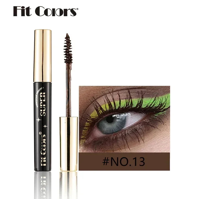 Color Mascara 14 Thick Curl Waterproof Non-smudding Natural Long Lasting Blue White Green Pink Black Eye Makeup