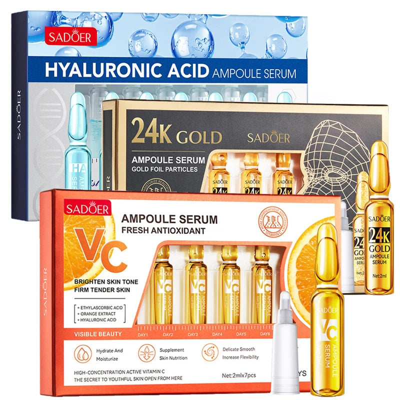 Vitamin C Face Whitening Serum Dark Spots Freckles Removal Hyaluronic Pore Minimizer Anti Aging Wrinkle Remove Golder Essence