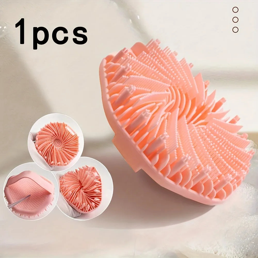 Bath Soft Silicone Back Brush Bath Shower Sponge Scrubbing Brush with Handle Exfoliating Scrub Skin Massager Exfoliating Brushes