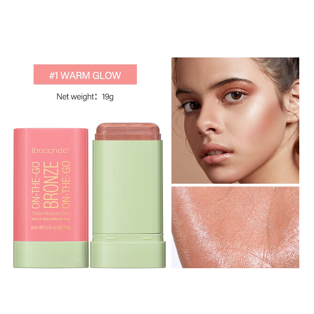 Peach Korean Makeup Contour Body Glitter Highlighter for Face Shading Stick Blush Blush Bronzer Cosmetics Blusher Powder Red