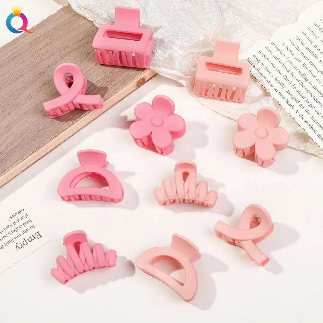 5 Pcs Small Flower Hair Claw Clips for Women Girls,Matte Rectange Jaw Clips,Semicircle Barrettes for Thin Hair