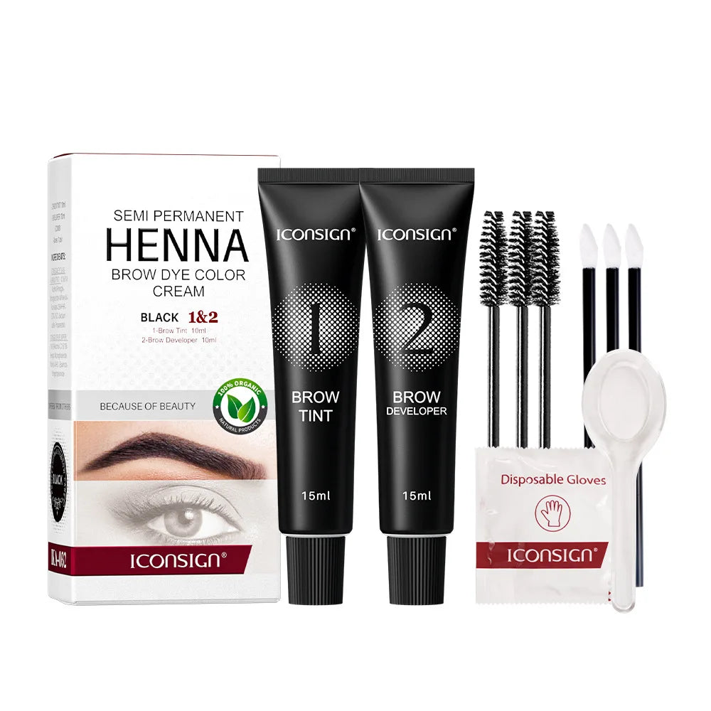 Waterproof Eyelash & Eyebrow Tint Kit – Fast-Acting Henna Brow Enhancer Cream Gel for Long-Lasting Makeup