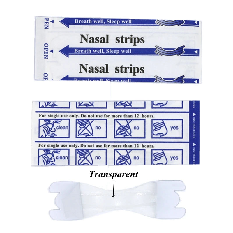 50pcs/Lot Transparent Nasal Strips Anti-Snoring Sticker Better Nose Breath Reduce Snoring Tool Health Care Stop Snoring Patch