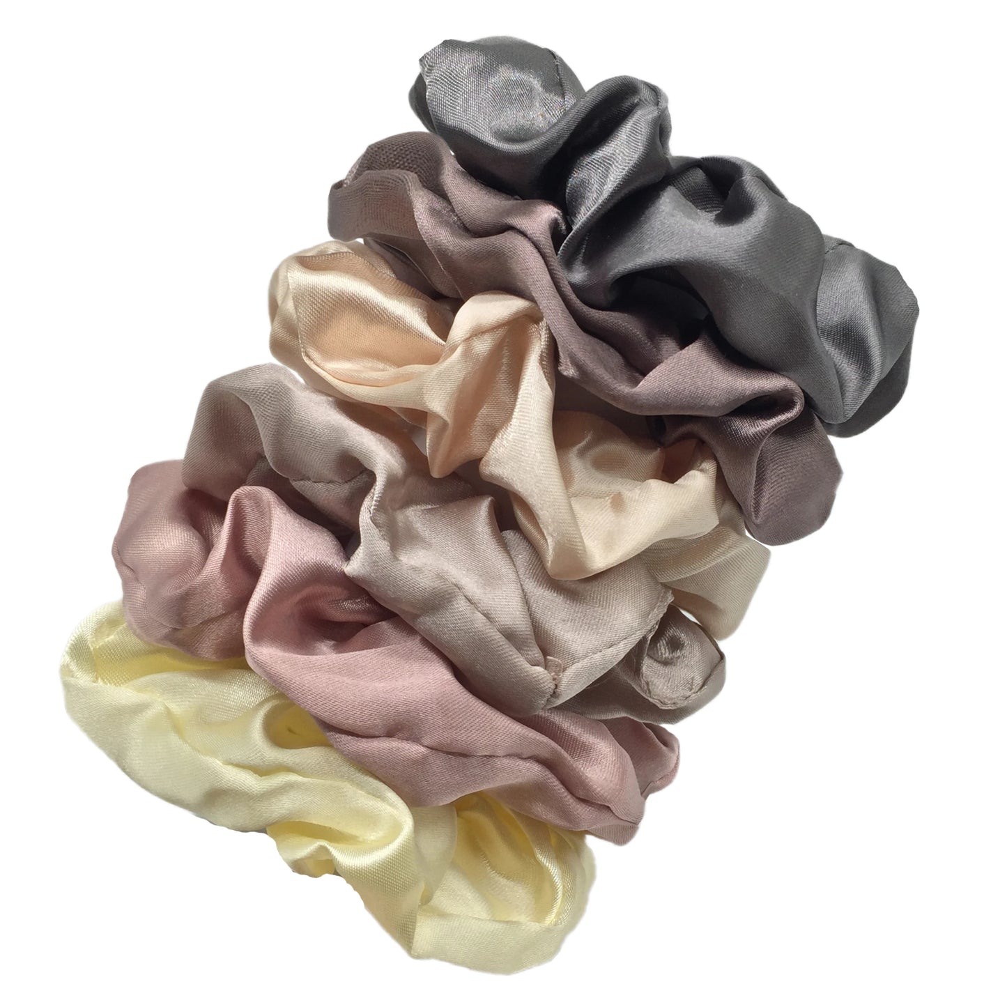 6-Piece Women's Pure Color Satin Large Scrunchie Daily Simple Atmospheric Set