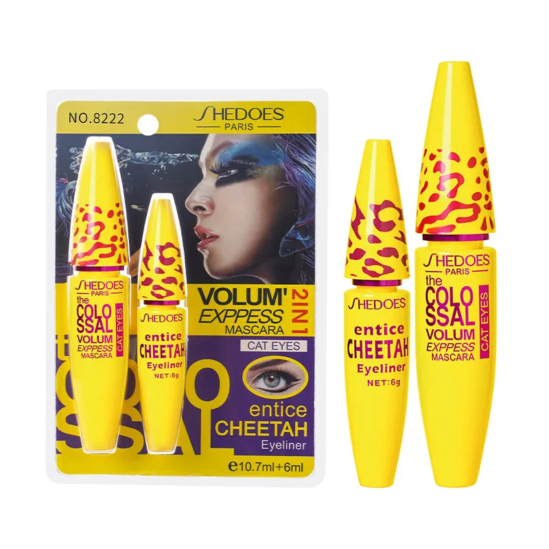 Make up Eyelash Mascara Waterproof Thick Liquid Eyeliner Mascara Makeup Kit Eyelashes Long Lasting Volume Eye Liner Mascara Set