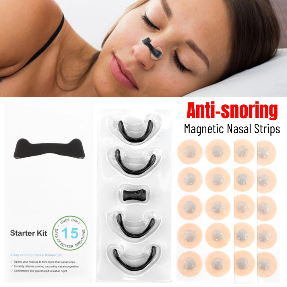 15Pairs Magnetic Nasal Strips Anti-snoring Nose Strips Nasal Breathing Dilators Starter Kit Increase Air Intake Improve Sleeping