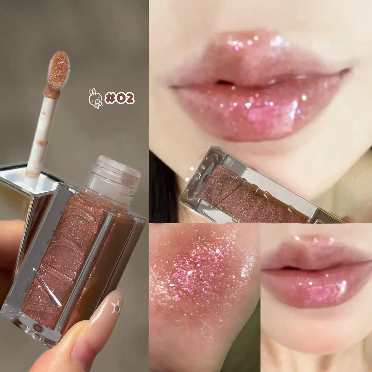 Faiccia Ice Shine Diamond Lip Gloss Shimmer Pearl Hydrating Plumping Glass Lip Multiple Sparkle Shades Daily Makeup