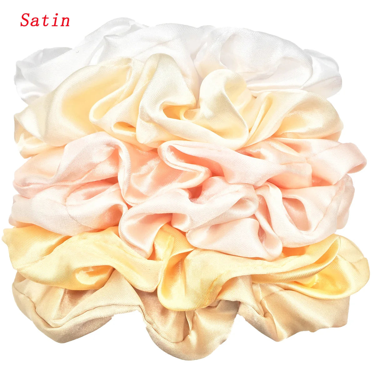 6-Piece Women's Pure Color Satin Large Scrunchie Daily Simple Atmospheric Set