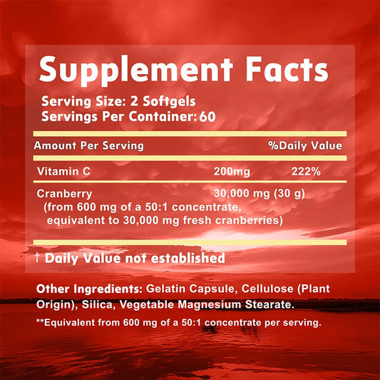 Cranberry Capsules - Beauty and Skin Care, Urinary Tract Health, Anti-aging, Eye Protection, Improve Appetite