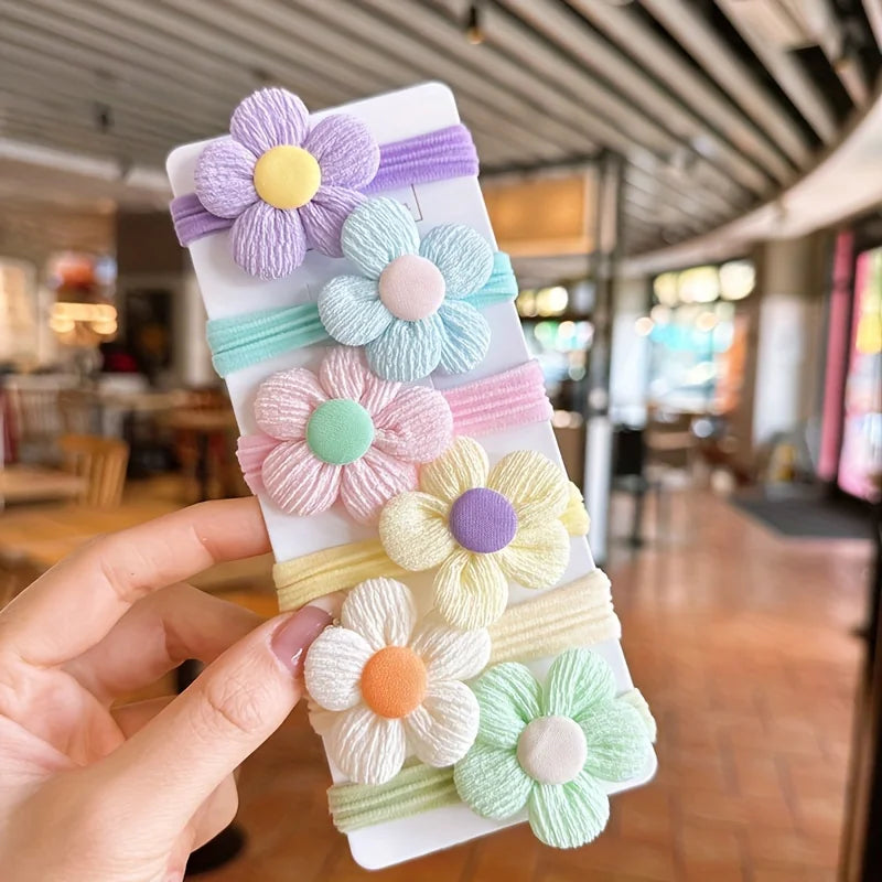 12PCS New Cut Hair Ties Princess Sweet Flower Bow Girls Women Elastic Hair Bands Hair Accessories Headwear
