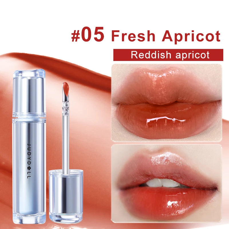 Judydoll Watery Lip Gloss-Hydrating Lip Essence Glossy Mirror Lip Gloss, Non-Stick Cup, Suitable for Self-Use, Gifting, Beginners