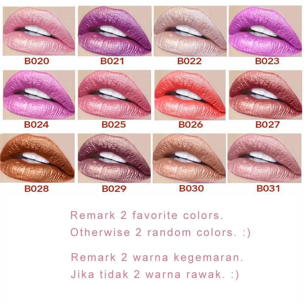 12 Colors Magic Pink Glitter Lipstick Matte Gliter Shimmer Super Finish Matte Velvet Waterproof Glitter Lipsticks
