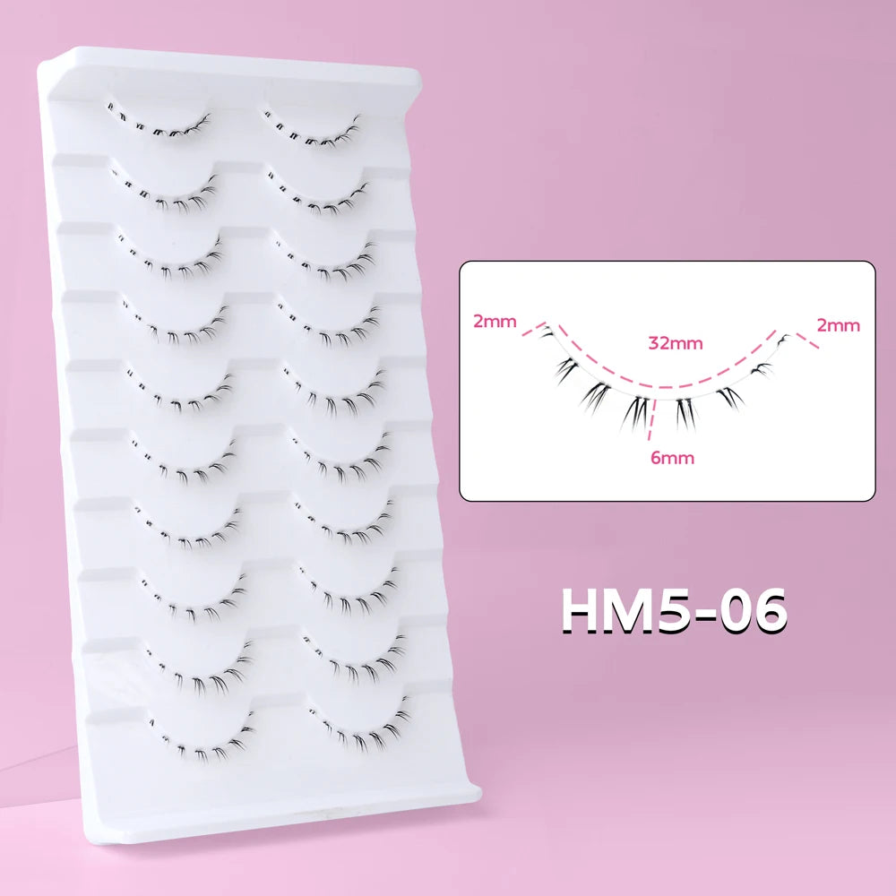 10Pairs Bottom Eyelashes Manga Lower Lashes Clear Band Wispy Small Flame Under Eye Lashes Korean Makeup Cosplay Tools
