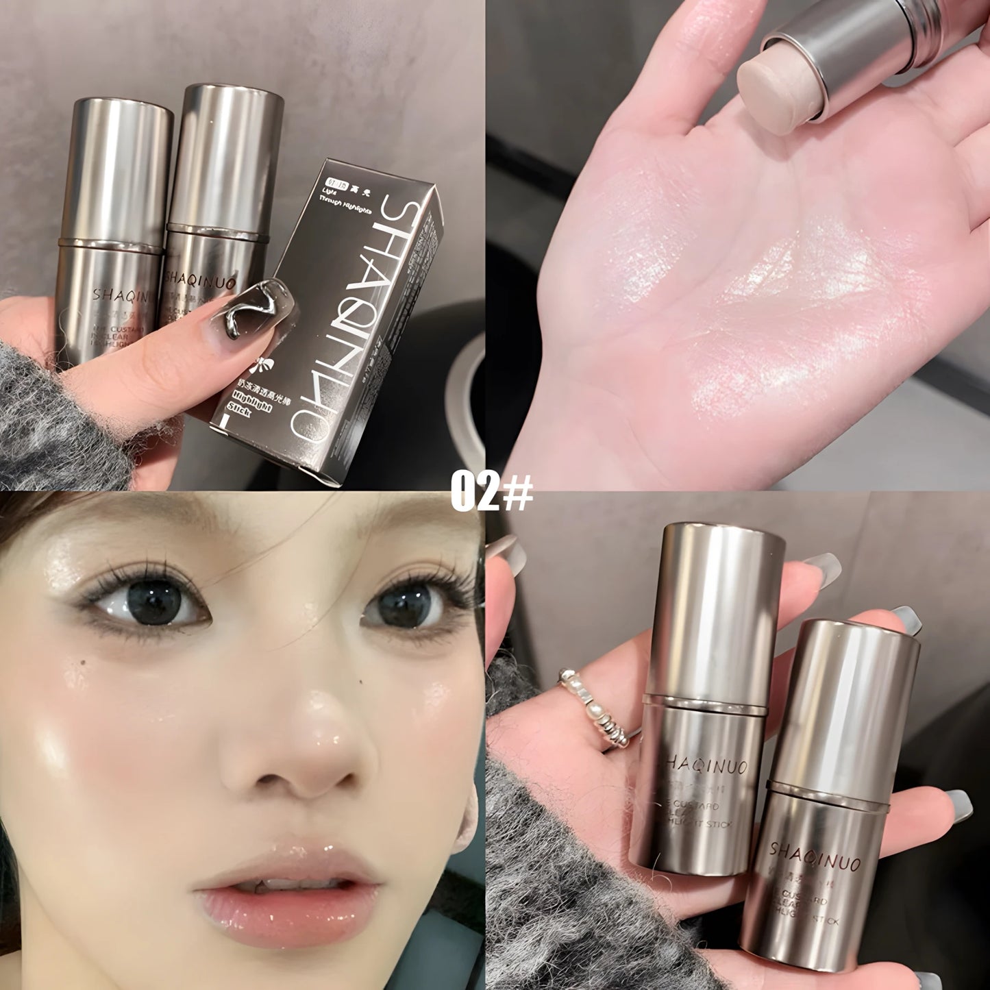 Wet and shiny! Highlighter stick brightens the eyes and contours the eyes with pearlescent silkworms to create a natural and thr