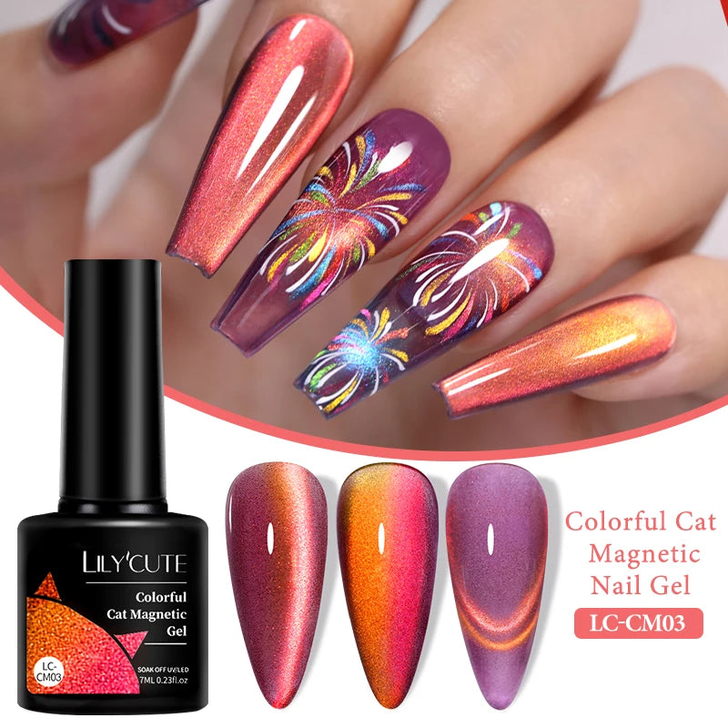 LILYCUTE Thermal Nail Gel Polish 3 Layers Temperature Shiny Color Changing Series Semi Permanent Soak Off UV Nail Gels Polish