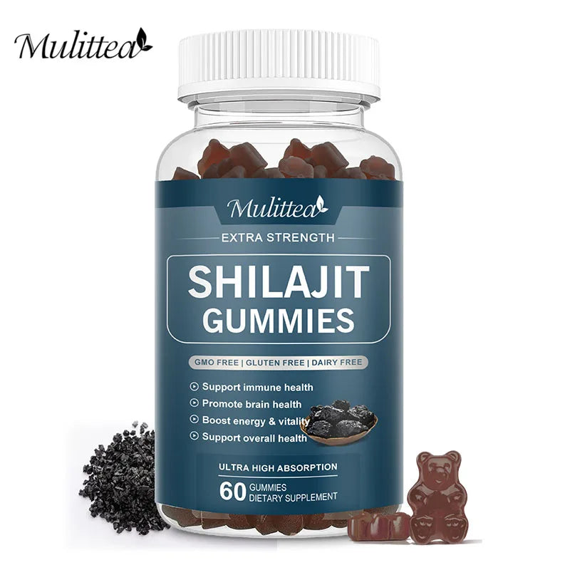 Mulittea Pure Organic 100% Shilajit Gummies with 85+ Trace Mineral & Fulvic Acid Support Energy and Immune Male Hormone