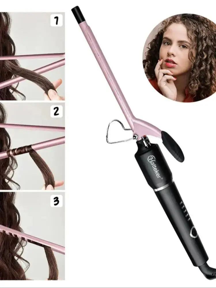 Hatteker 9mm Curling Wand Ceramic Barrel Pro Hair Curler with Constant Temperature Tourmaline Ceramic Iron Beauty Salon