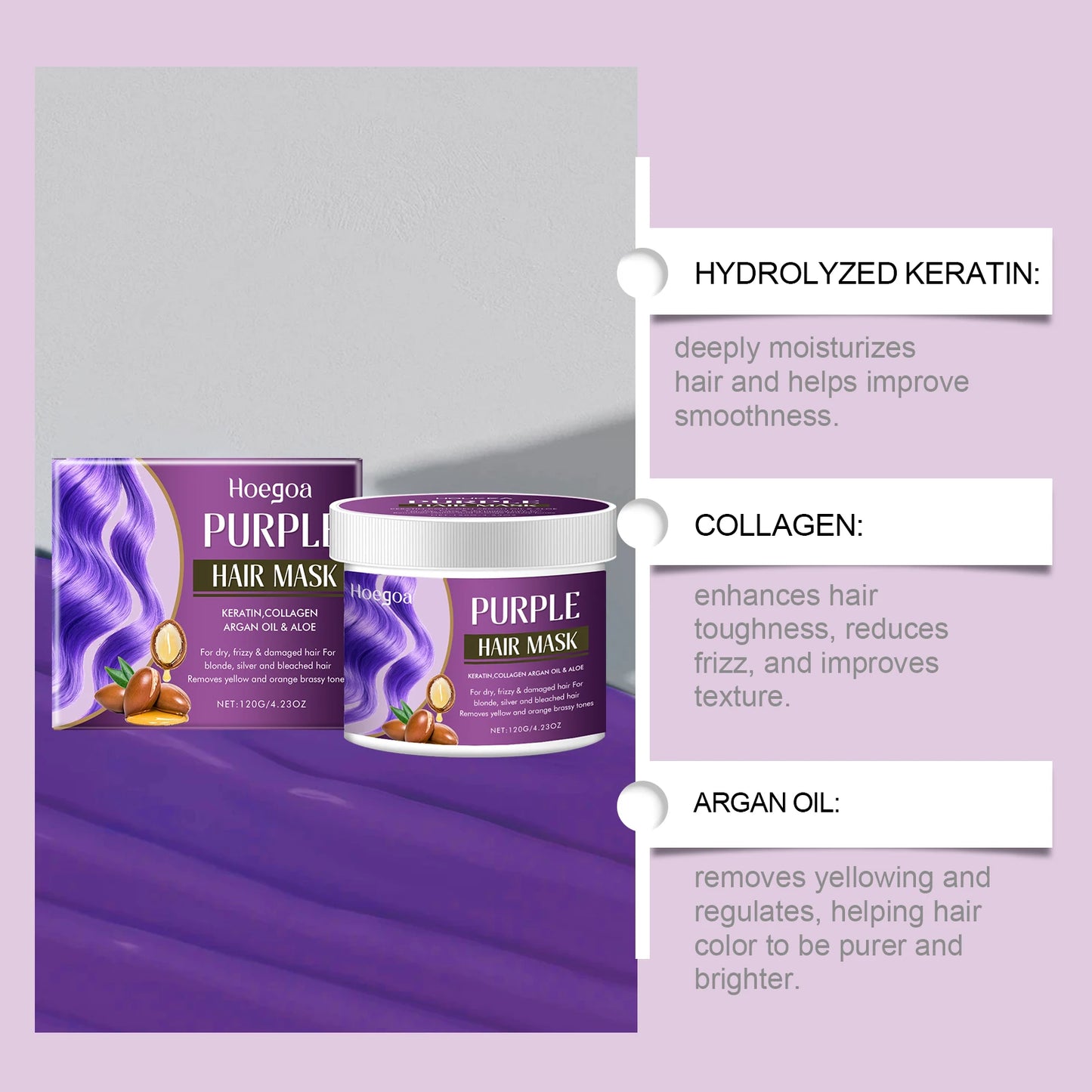 Magical Purple Hair Mask Lock Color Purple Hair Mask Cover Gray Hair Fade Yellow Suitable For Dye Care Products 120g