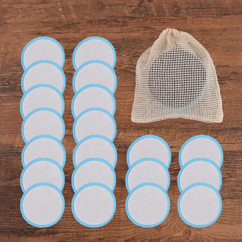 20Piece/Pack Makeup Remover Pads Washable Rounds Cleaning Cotton Reusable Facial Make Up Removal Pads Tool Matching Mesh Bag