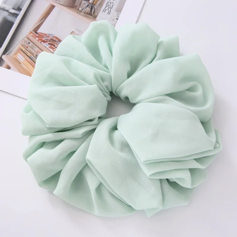 Big Size Chiffon Scrunchies For Muslim Women Custom Elastic Volumizing Oversized Neat stitching Malaysian Bunch Hair Tie