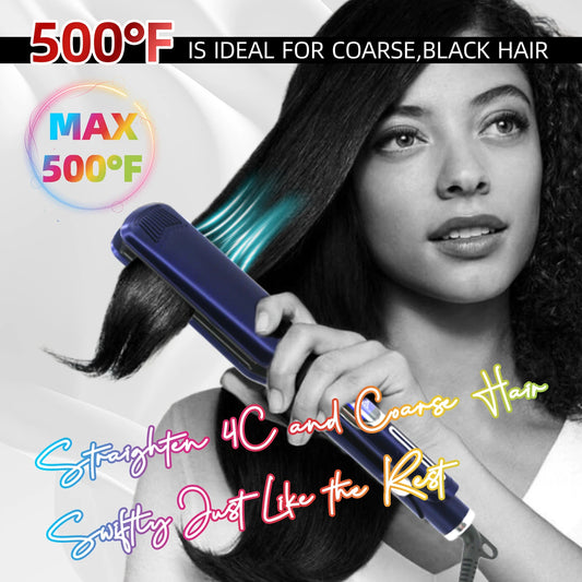 Professional Hair Straightener Titanium Plate Fast Heat Up 500F Flat Iron 2 in 1 Straightener and Curler Styling Tool