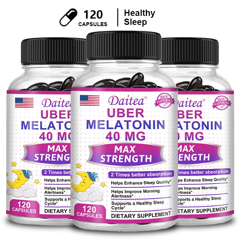 Daitea Super Melatonin Capsules-40mg Contain Vitamin C, Help You Fall Asleep Faster, Relieve Insomnia and Improve Sleep Quality