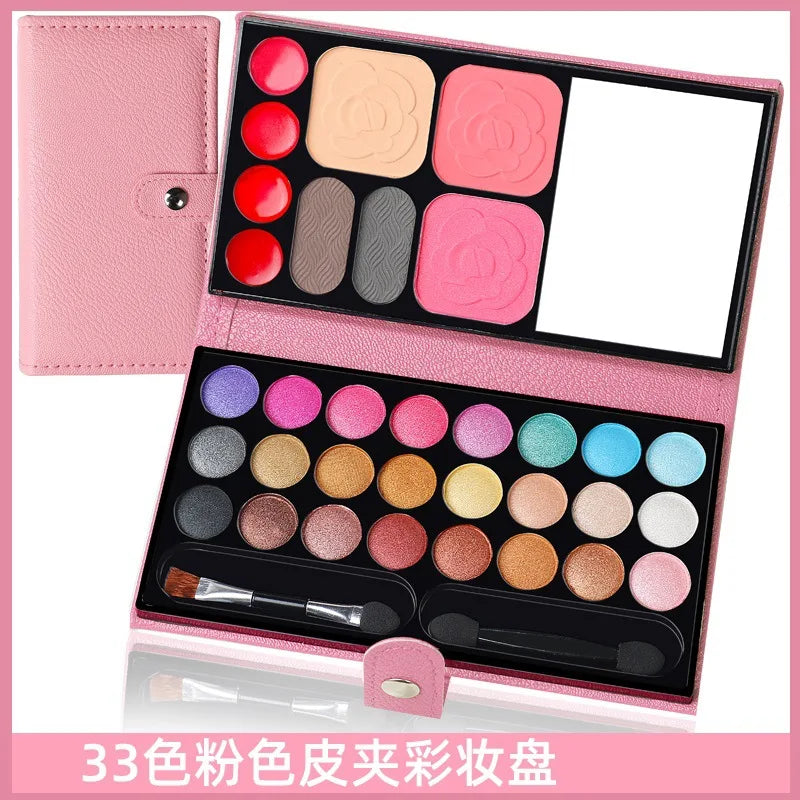 33 Colors Makeup Kit Eyeshadow Powder Blush Lipstick Pallets Long Lasting Girl Pan with Mirror Beginner Plate Cosmetics Makeup