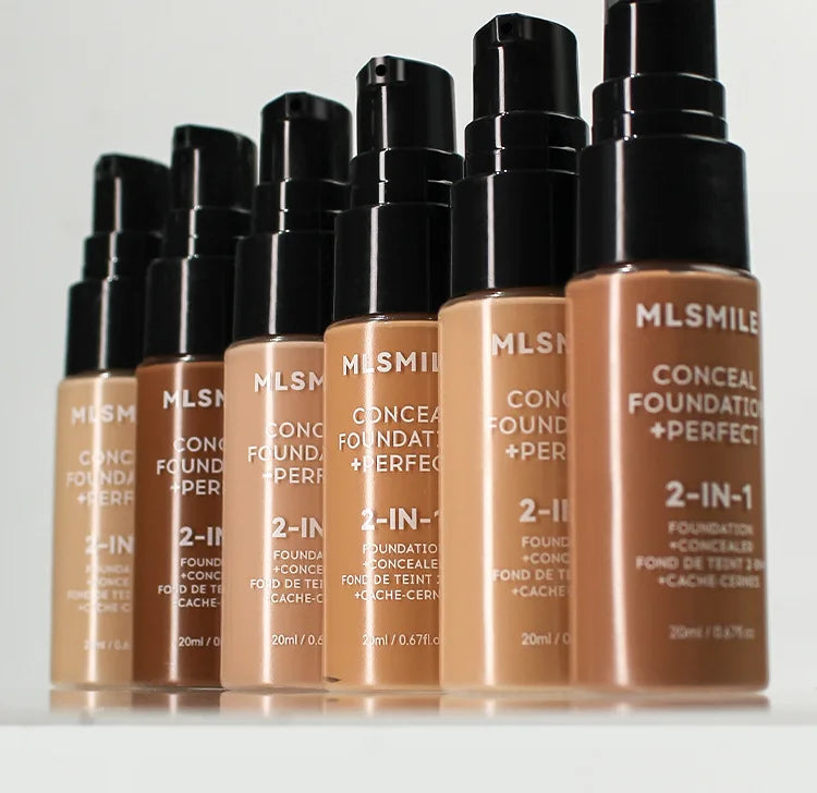 MLSMILE 6 color Powder Foundation long-Lasting Waterproof, Moisturing Sweat resistant and easy to open Oil-control concealer