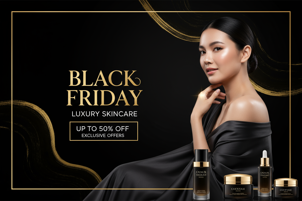 black Friday banner with sexy model, skin care related