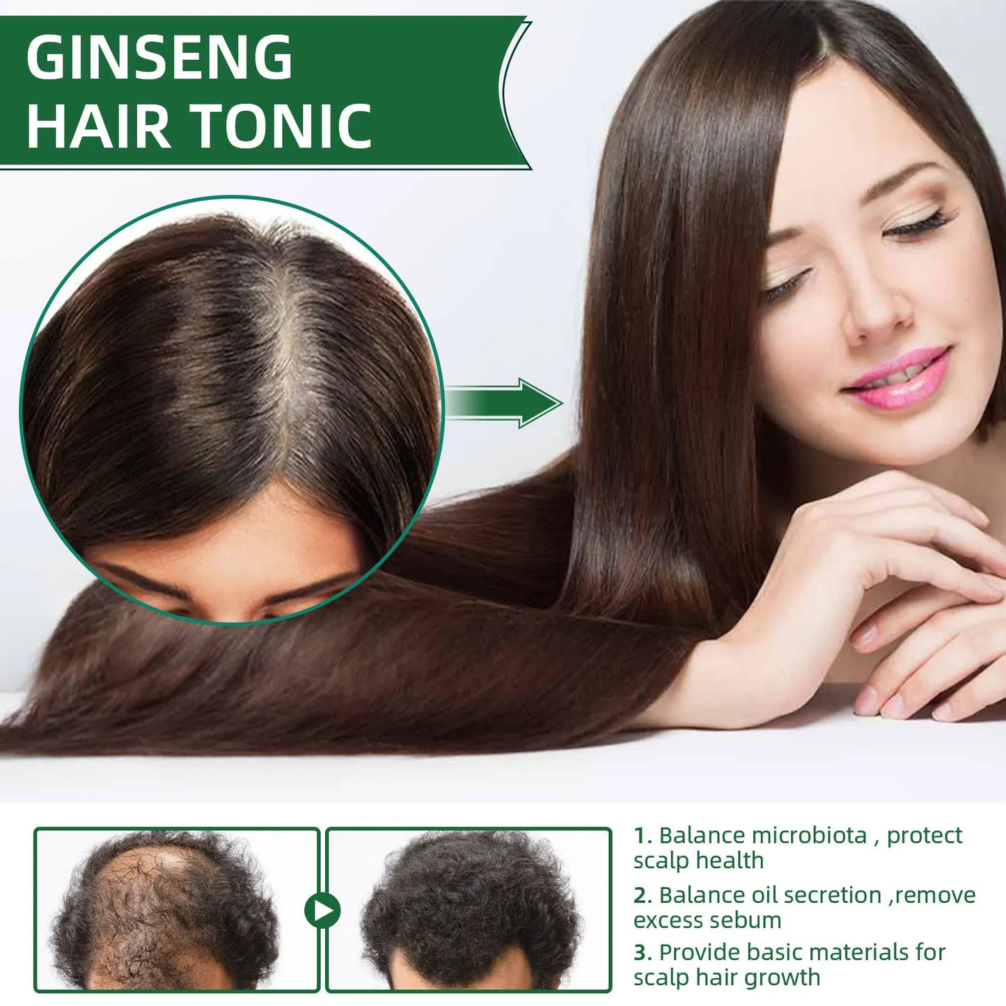 Ouhoe 100ml Ginseng Hair Growth Spray Repair Dry Frizzy Hair Oil Avocado Moisturize Hair Mask Nourish Scalp  Anti Hair Loss Mist