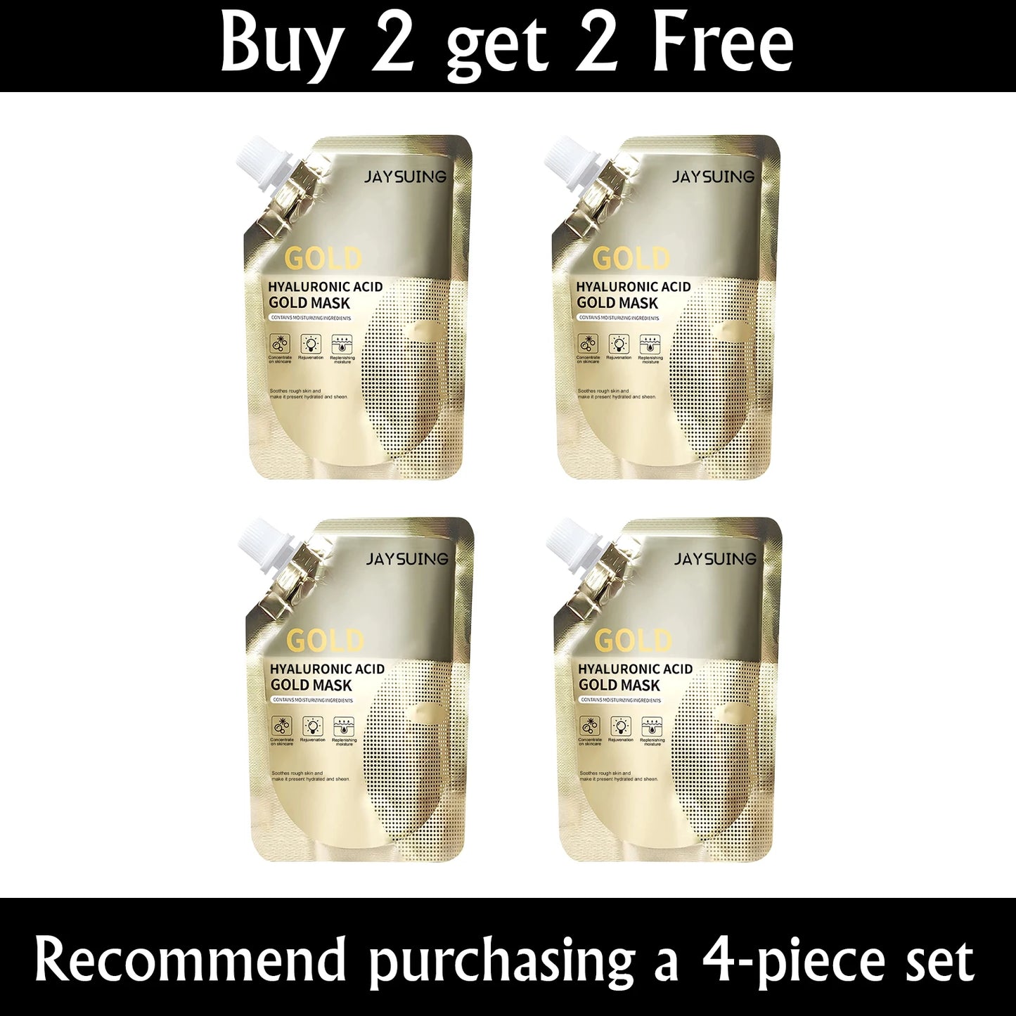 JAYSUING 24k Hyaluronic Acid Gold Moisturizing Facial Mask Whitening Mask for Face Women Korean Skin Care Products