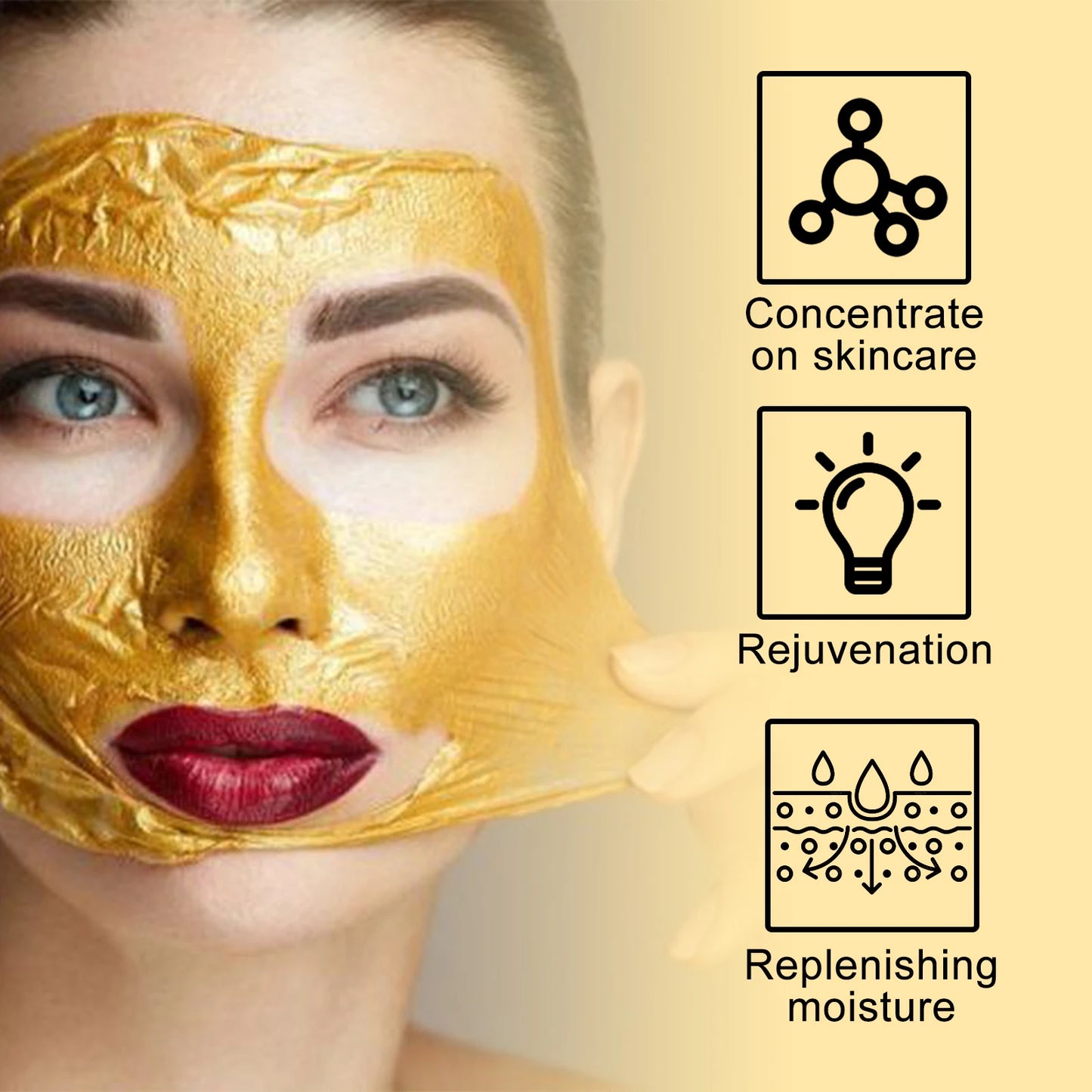 JAYSUING 24k Hyaluronic Acid Gold Moisturizing Facial Mask Whitening Mask for Face Women Korean Skin Care Products