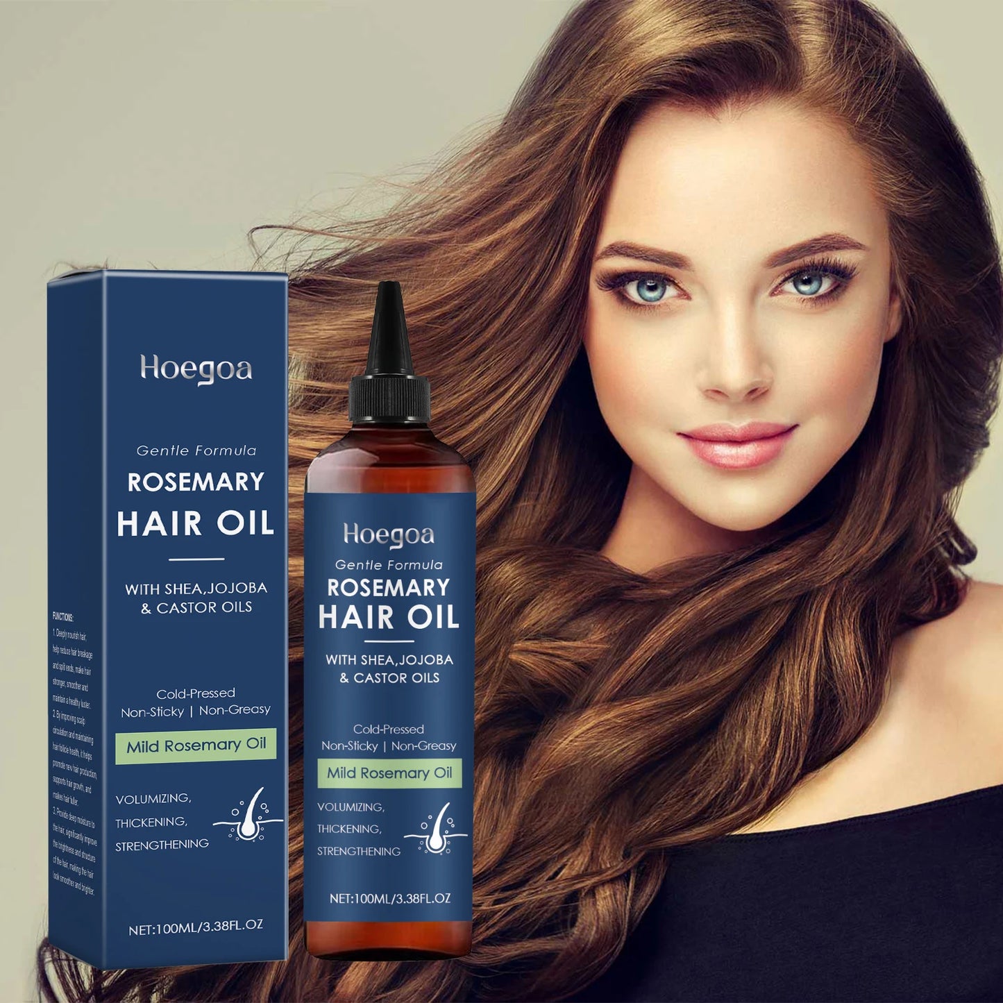 Hoegoa 100ml Rosemary Oil For Hair Growth Volumizing Repair Dry Hair Nourish Scalp Massage Reduce Split Ends Smooth Hair Oil