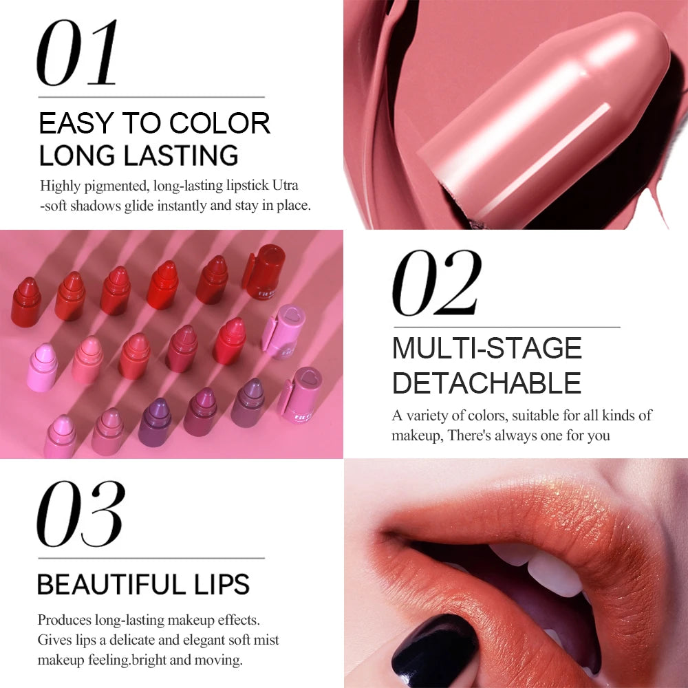 5-in-1 Fruit Velvet Matte Lipstick Set, Long-Lasting, Highly Pigmented, Moisturizing Lip Balm, Smooth Application for Soft lips