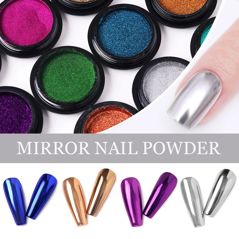 1Box Nail Metal Glitter Powder Metallic Colorful Dust Metal Effect Nail Glitter Gold Nail Art UV Gel Polish Flakes Dust