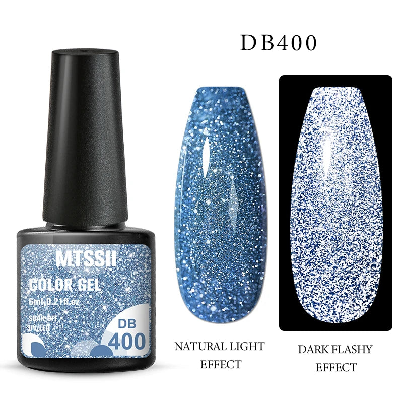 Mtssii 6ML Reflective Gel Nail Polish Shiny 14 Colors Semi-permanent UV Gel varnish Hybrid Nail Polish for Nail Art Manicure